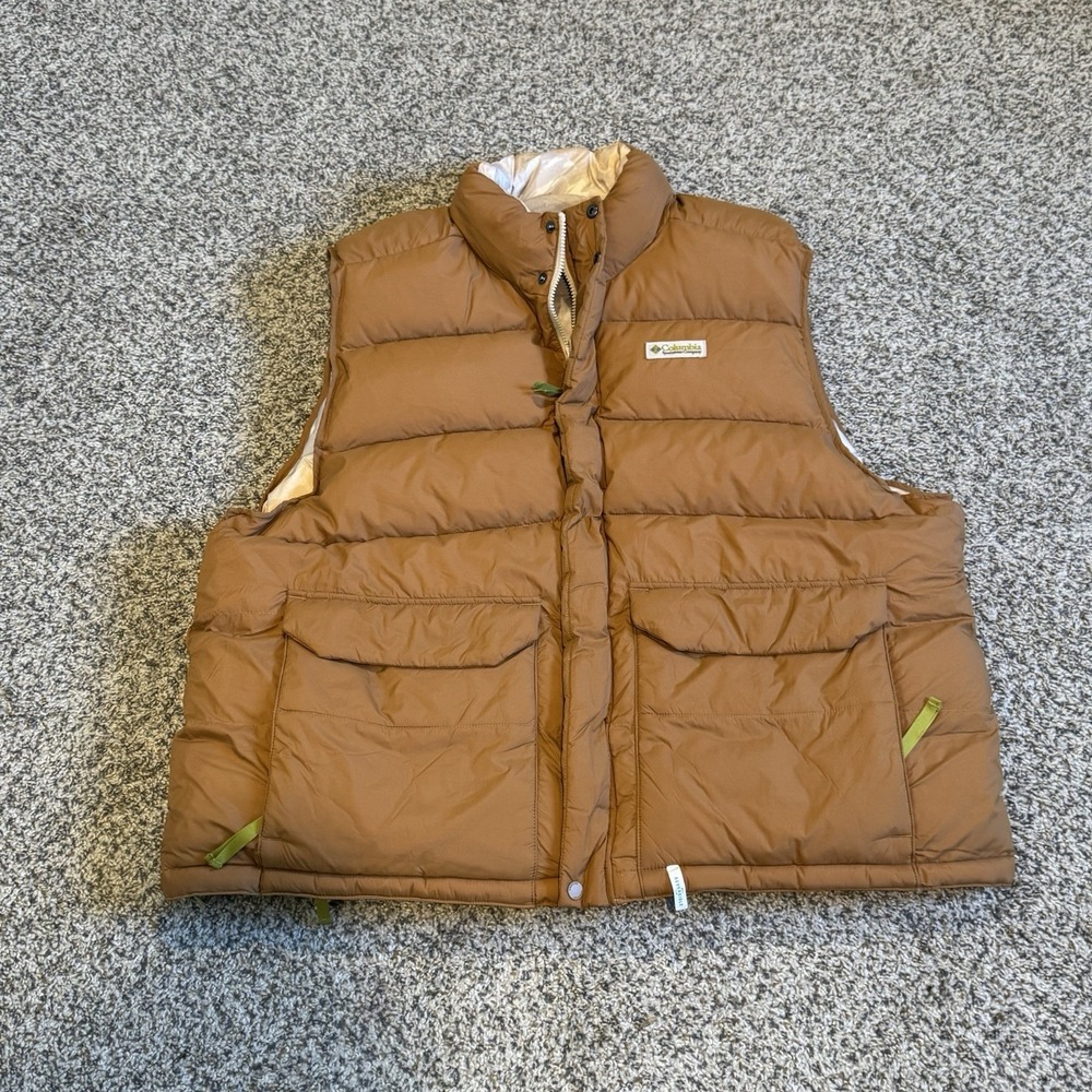 Columbia Wallowa Reversible Puffer Vest Men's XXL Camel Omni Shield